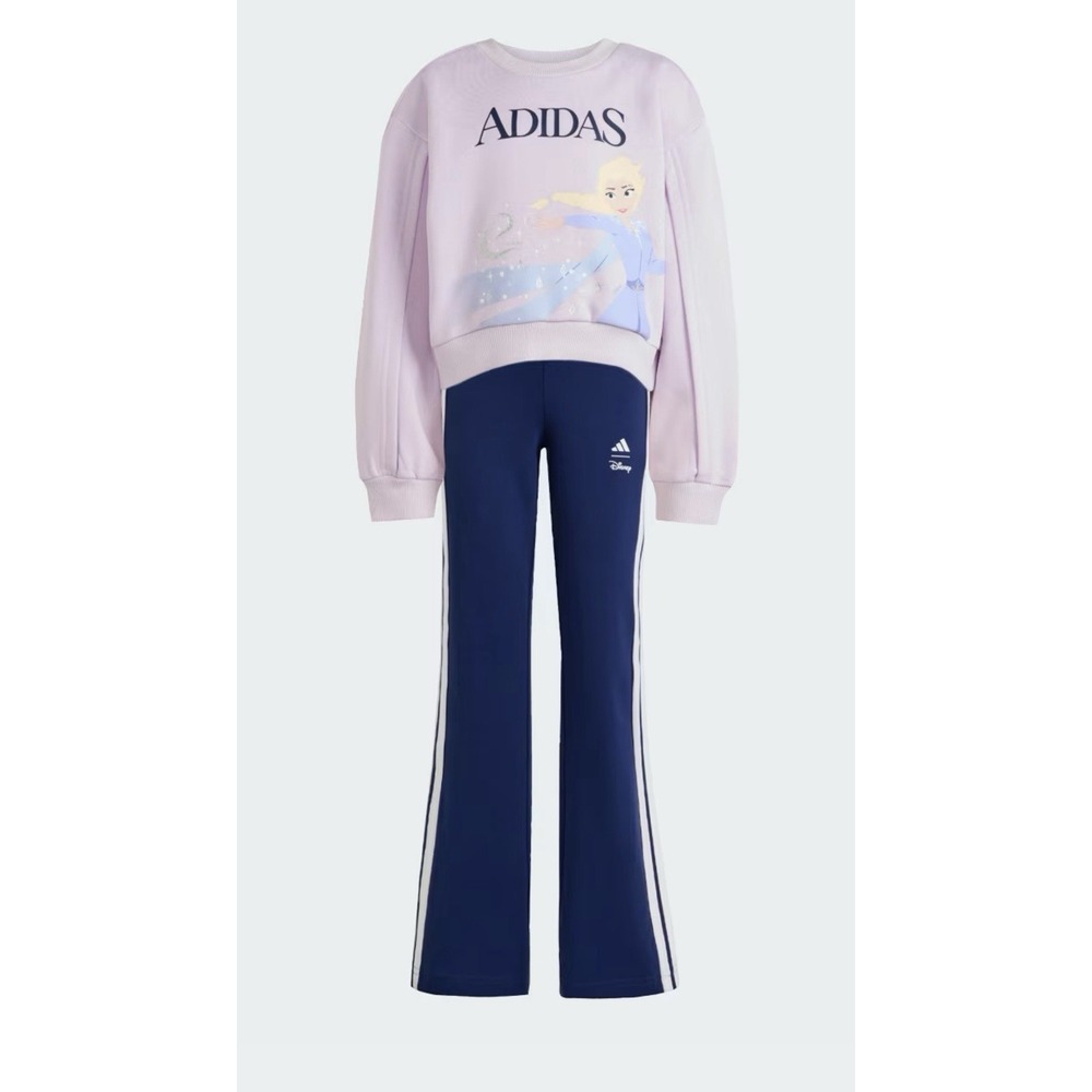 Adidas X Disney Frozen Girls Tracksuit Graphic Sweatshirt & Elastic Waist Pants